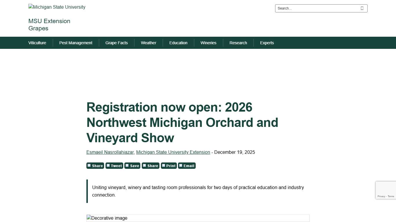 Registration now open: 2026 Northwest Michigan Orchard and Vineyard Show - Grapes